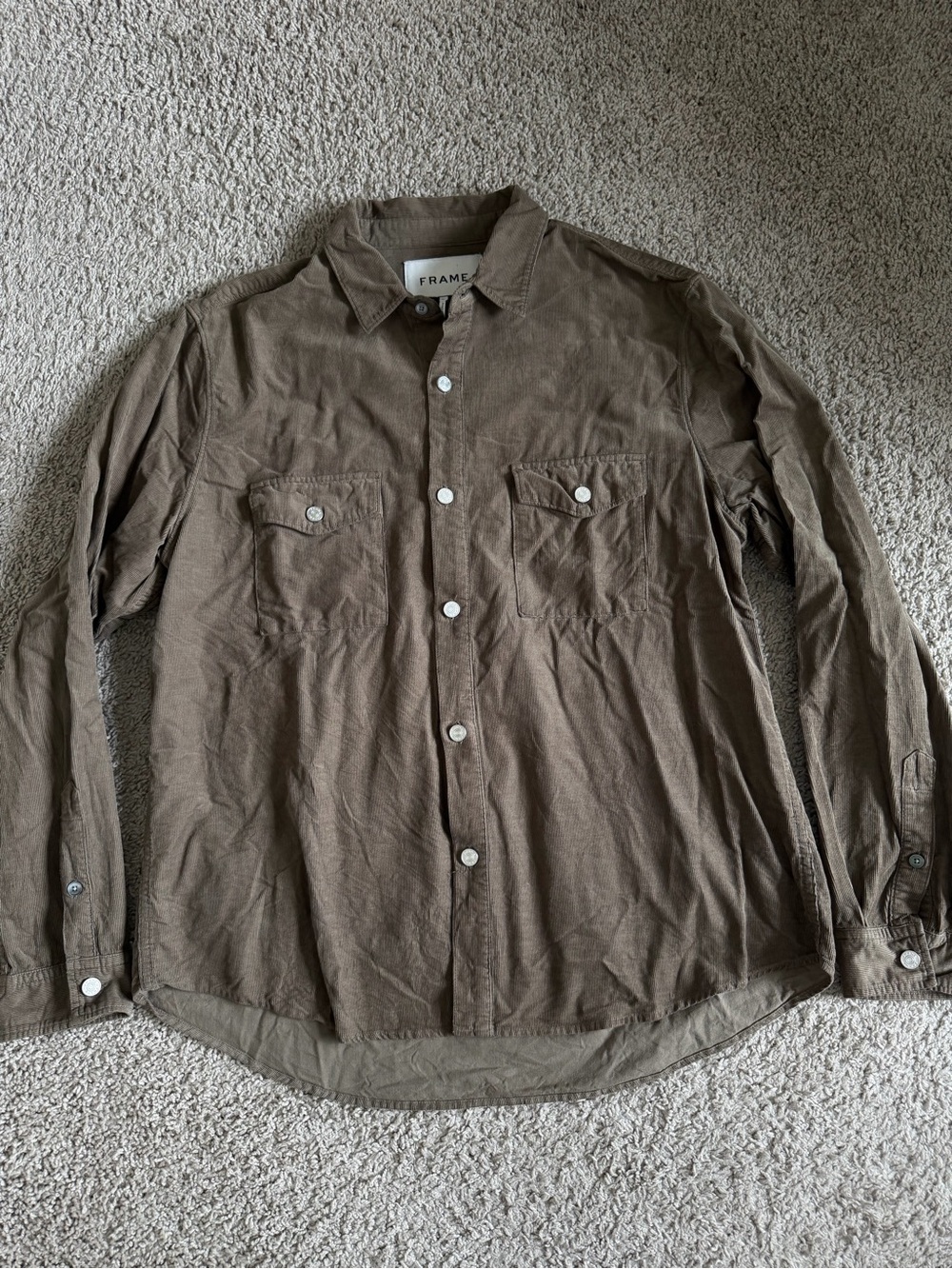Frame Denim Double Pocket Micro Corduroy Western Shirt